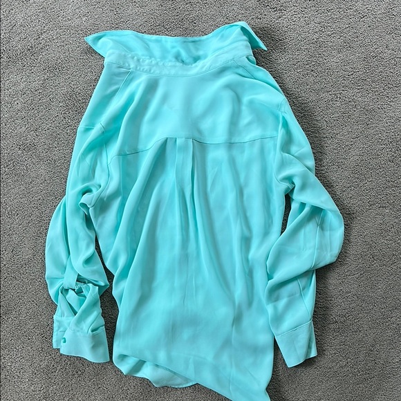 Express Blue Long Sleeve Button Down Shirt - Picture 3 of 3